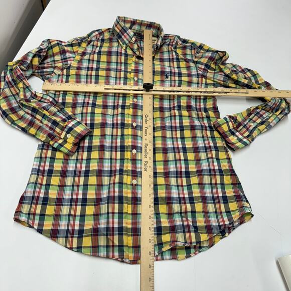 Ralph Lauren Shirt Mens Medium Yellow Plaid Button Down Cotton - Picture 5 of 9